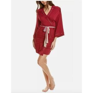 Hale Bob Super Soft Bamboo Kimono Robe Burgundy Large NWT